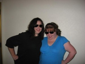 Renee and I in our Elvis glasses in our hotel room in Vegas for my birthday 2008